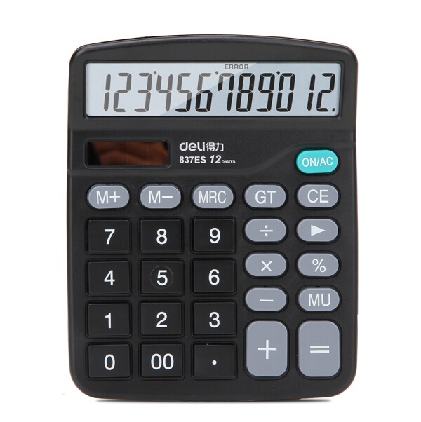 得力 837ES 双电源 计算器 12位 中号 149mm×120mm
