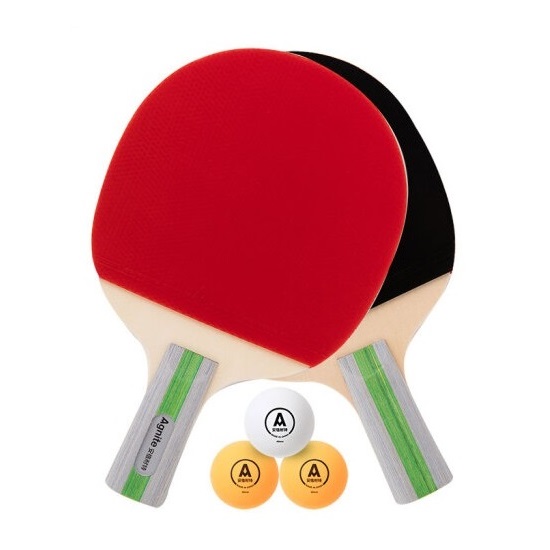 安格耐特 F2340 直拍 娱乐级 乒乓球拍 五层杨木 双只装 含3球