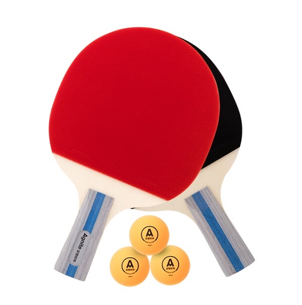 安格耐特 F2360 直拍 娱乐级 乒乓球拍 七层杨木 双只装 含3球