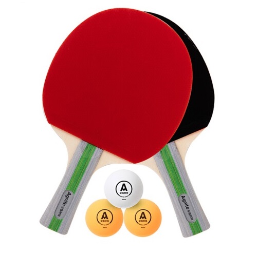 安格耐特 F2330 横拍 娱乐级 乒乓球拍 五层杨木 双只装 含3球