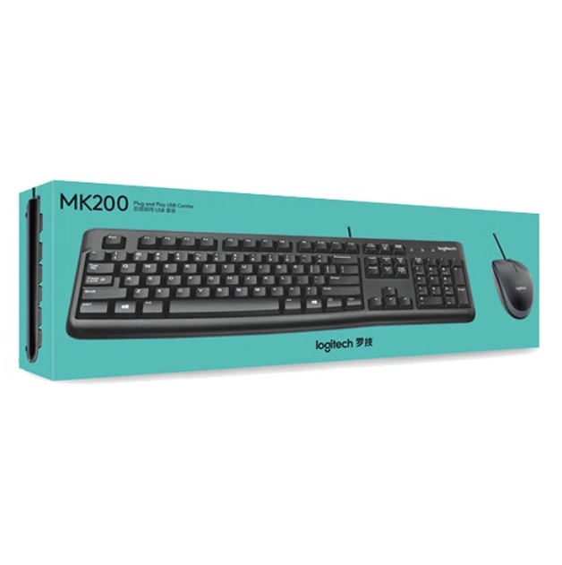 罗技 MK200 经典款 全尺寸 有线键盘+鼠标套装