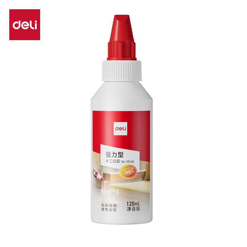 得力 JS146 强力型 高粘性 实木拼接 木工白胶 120ml